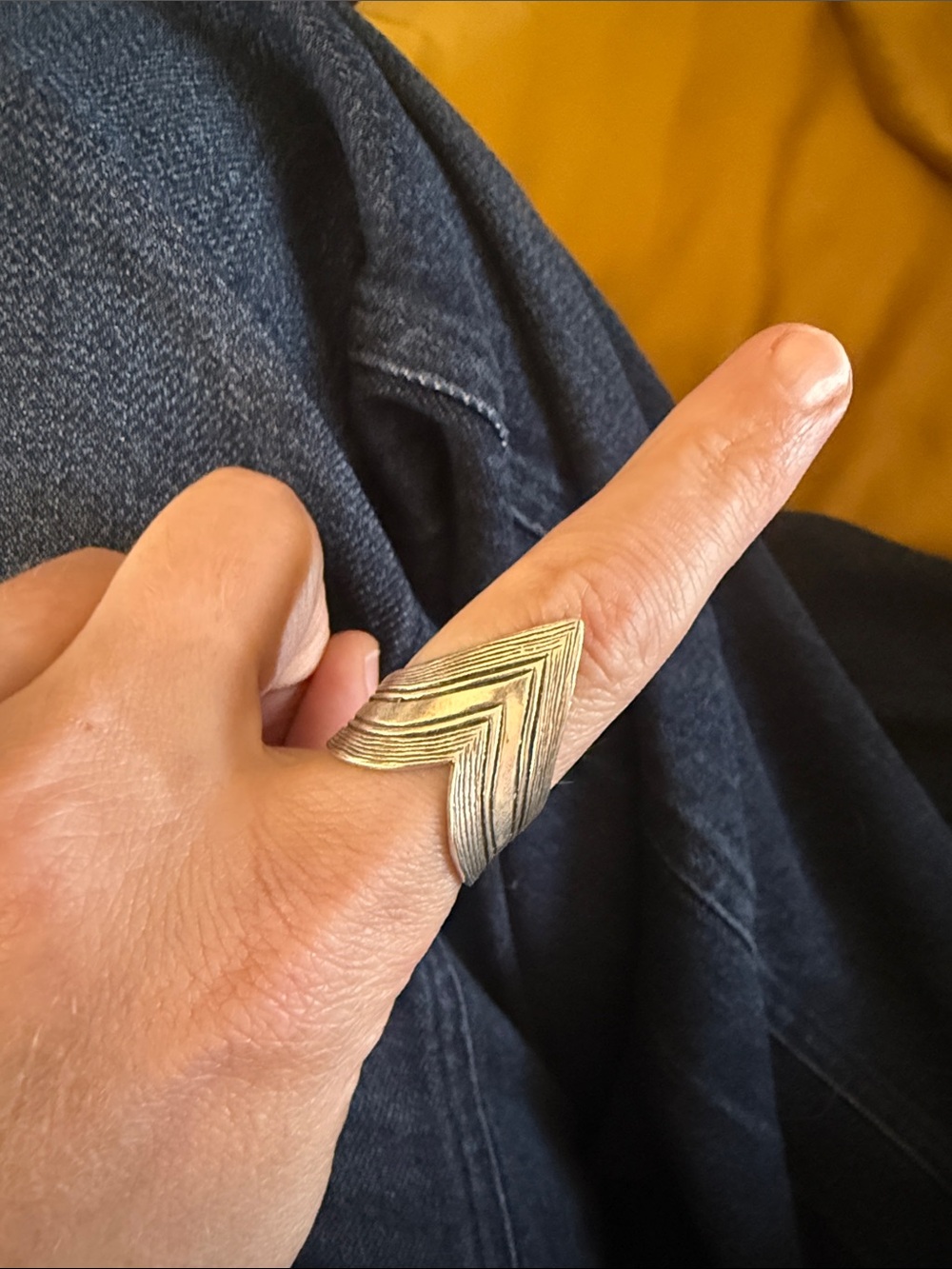 Handcrafted Chevron Statement Ring - Sterling silver solid boho statement ring